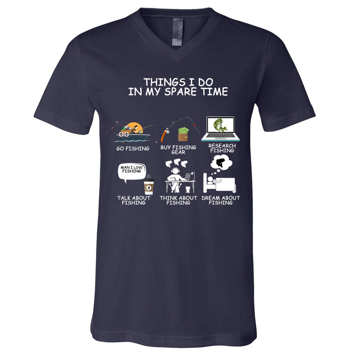Funny Fishing Shirt Things I Do In My Spare Time V-Neck T-Shirt