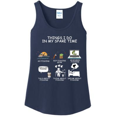 Funny Fishing Shirt Things I Do In My Spare Time Ladies Essential Tank