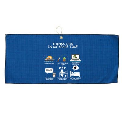 Funny Fishing Shirt Things I Do In My Spare Time Large Microfiber Waffle Golf Towel