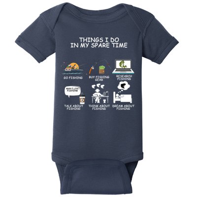 Funny Fishing Shirt Things I Do In My Spare Time Baby Bodysuit