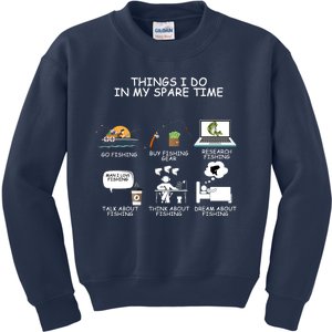 Funny Fishing Shirt Things I Do In My Spare Time Kids Sweatshirt