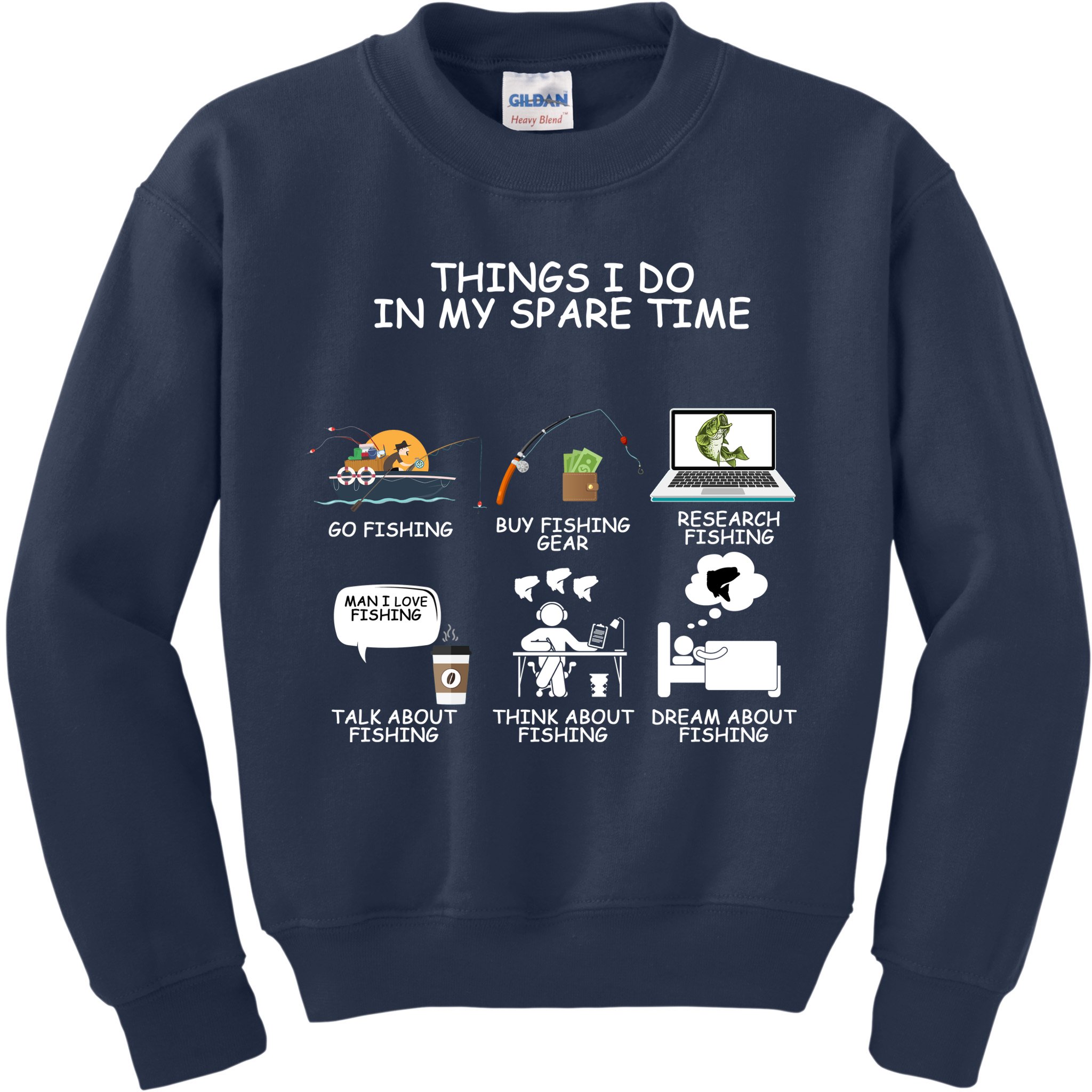 Funny Fishing Shirt Things I Do In My Spare Time Kids Sweatshirt