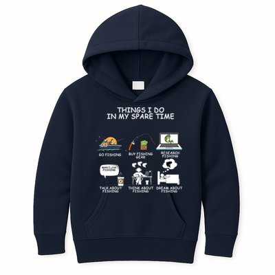 Funny Fishing Shirt Things I Do In My Spare Time Kids Hoodie