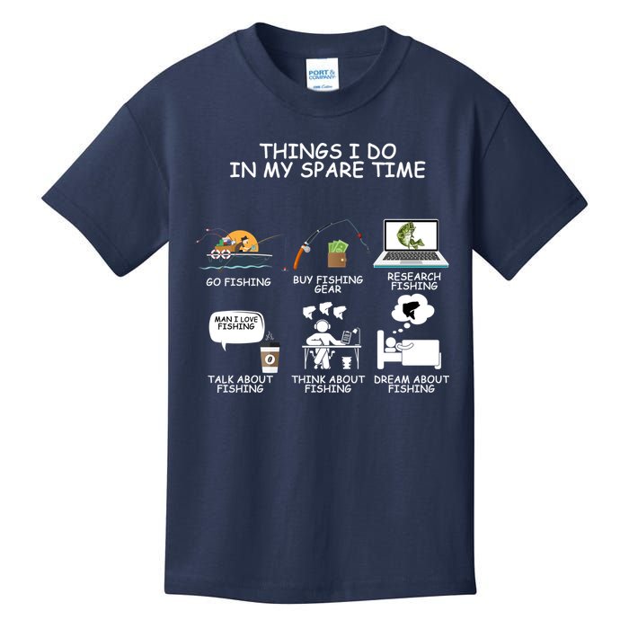 Funny Fishing Shirt Things I Do In My Spare Time Kids T-Shirt