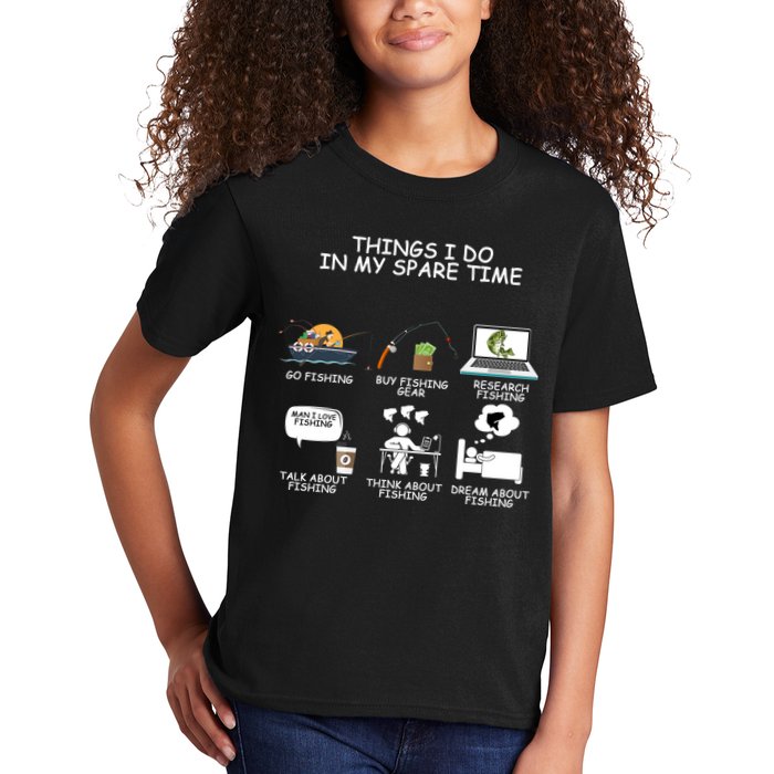 Funny Fishing Shirt Things I Do In My Spare Time Kids T-Shirt