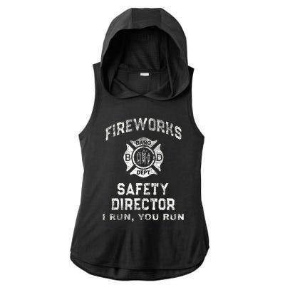 Funny FIREWORKS SAFETY DIRECTOR Firefighter America Red Ladies PosiCharge Tri-Blend Wicking Draft Hoodie Tank