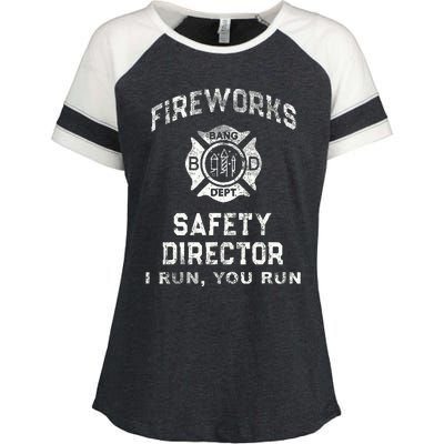 Funny FIREWORKS SAFETY DIRECTOR Firefighter America Red Enza Ladies Jersey Colorblock Tee