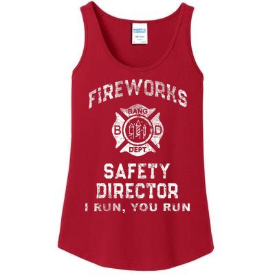 Funny FIREWORKS SAFETY DIRECTOR Firefighter America Red Ladies Essential Tank