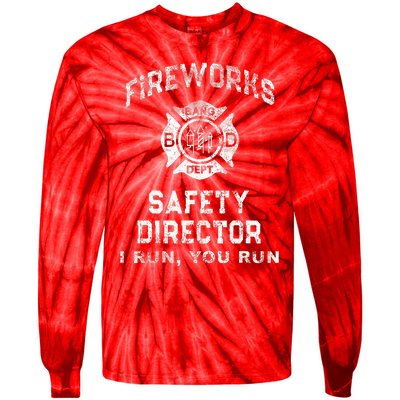 Funny FIREWORKS SAFETY DIRECTOR Firefighter America Red Tie-Dye Long Sleeve Shirt