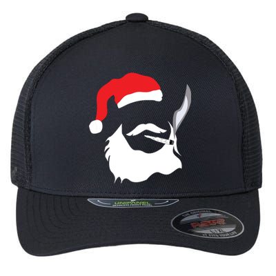 Funny Face Santa Clause Smoking Weed Christmas Marijuana Flexfit Unipanel Trucker Cap