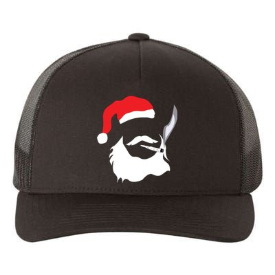 Funny Face Santa Clause Smoking Weed Christmas Marijuana Yupoong Adult 5-Panel Trucker Hat