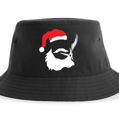 Funny Face Santa Clause Smoking Weed Christmas Marijuana Sustainable Bucket Hat