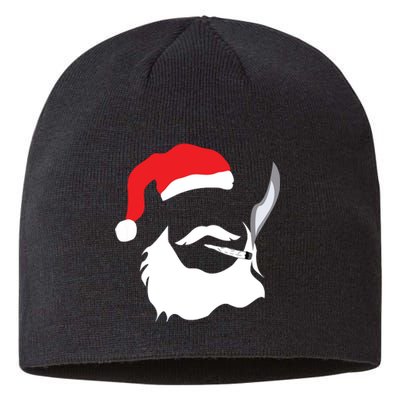 Funny Face Santa Clause Smoking Weed Christmas Marijuana Sustainable Beanie