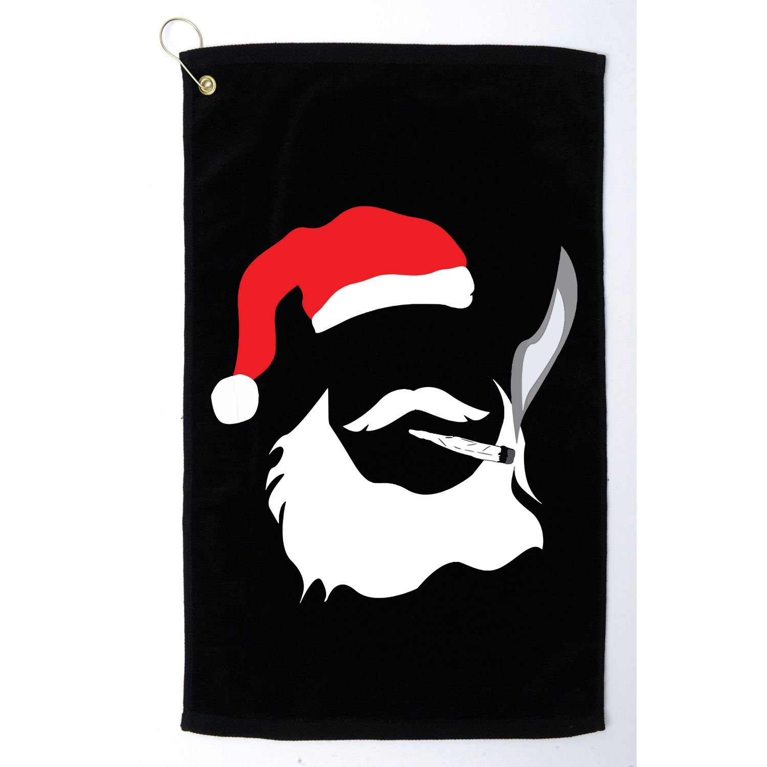 Funny Face Santa Clause Smoking Weed Christmas Marijuana Golf Towel