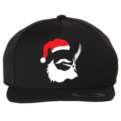 Funny Face Santa Clause Smoking Weed Christmas Marijuana Wool Snapback Cap