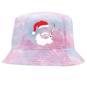 Funny Face Santa Clause Smoking Weed Christmas Marijuana Tie-Dyed Bucket Hat