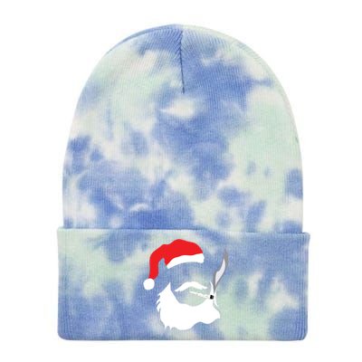 Funny Face Santa Clause Smoking Weed Christmas Marijuana Tie Dye 12in Knit Beanie