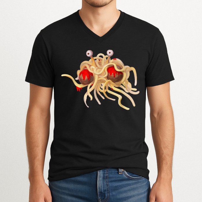 FSM Flying Spaghetti Monster Funny Pastafarian Atheist V-Neck T-Shirt