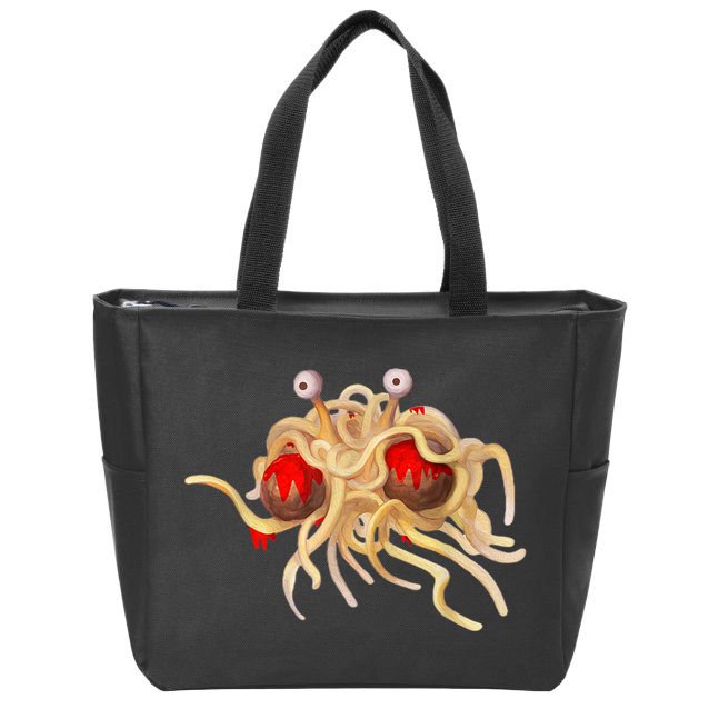 FSM Flying Spaghetti Monster Funny Pastafarian Atheist Zip Tote Bag