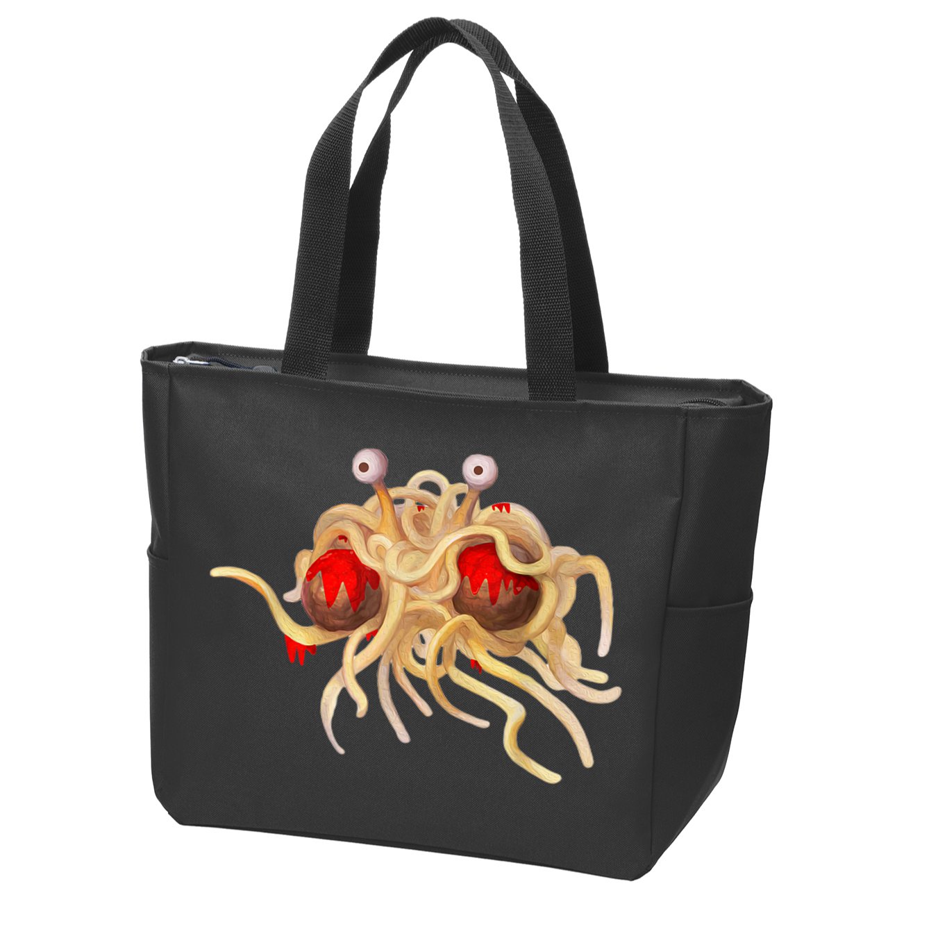 FSM Flying Spaghetti Monster Funny Pastafarian Atheist Zip Tote Bag