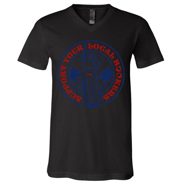 Funny Fishing Support Your Local Hookers Top For Dad V-Neck T-Shirt