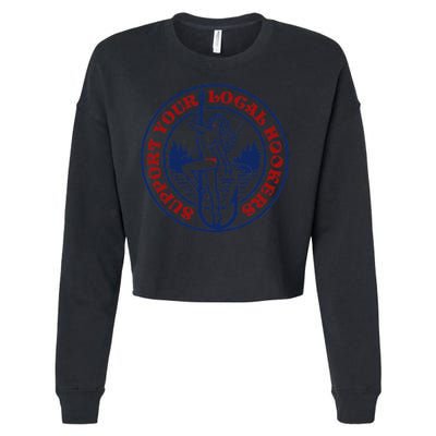 Funny Fishing Support Your Local Hookers Top For Dad Cropped Pullover Crew