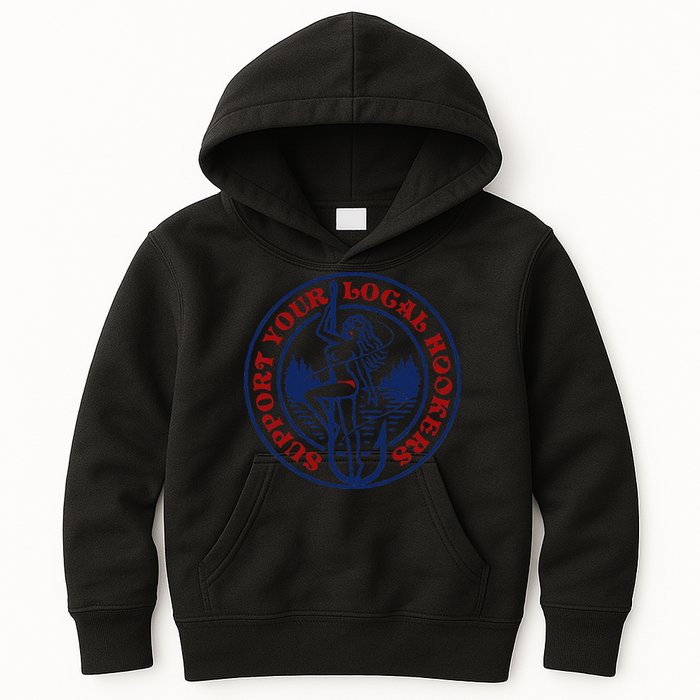 Funny Fishing Support Your Local Hookers Top For Dad Kids Hoodie
