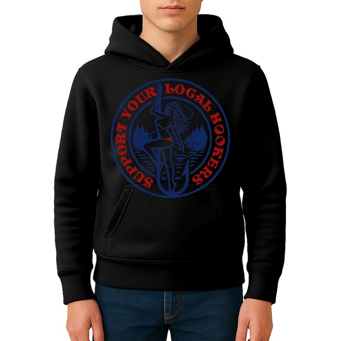 Funny Fishing Support Your Local Hookers Top For Dad Kids Hoodie