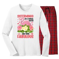 Funny Flamingo Sistermingo Like A Normal Sister Flamingo Women's Long Sleeve Flannel Pajama Set 