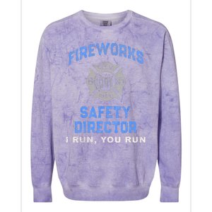 Funny FIREWORKS SAFETY DIRECTOR Run Firefighter America Red Colorblast Crewneck Sweatshirt