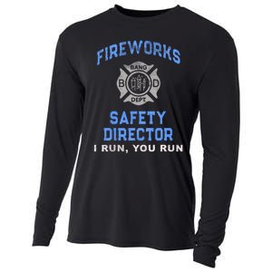 Funny FIREWORKS SAFETY DIRECTOR Run Firefighter America Red Cooling Performance Long Sleeve Crew