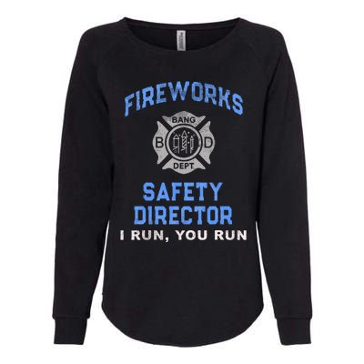 Funny FIREWORKS SAFETY DIRECTOR Run Firefighter America Red Womens California Wash Sweatshirt