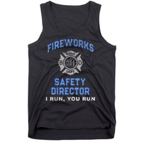 Funny FIREWORKS SAFETY DIRECTOR Run Firefighter America Red Tank Top