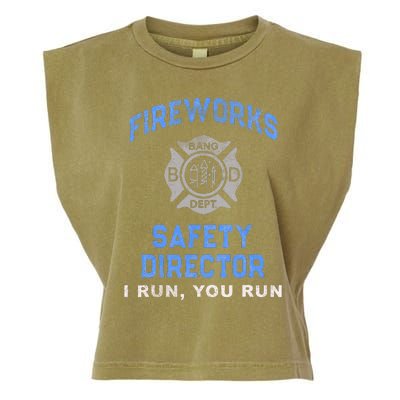 Funny FIREWORKS SAFETY DIRECTOR Run Firefighter America Red Garment-Dyed Women's Muscle Tee