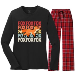 Fox Foxes Smart Women's Long Sleeve Flannel Pajama Set 