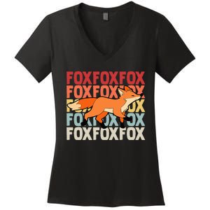 Fox Foxes Smart Women's V-Neck T-Shirt