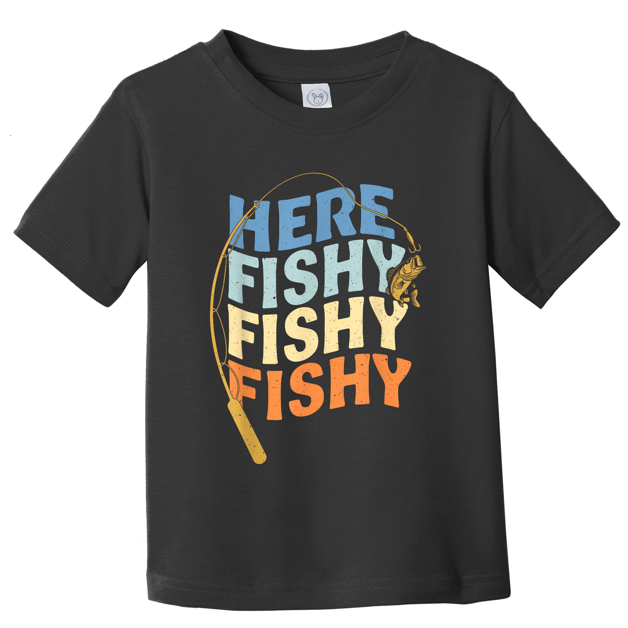 Fishing Funny Saying Vintage Graphic Here Fishy Fisherman Toddler T-Shirt