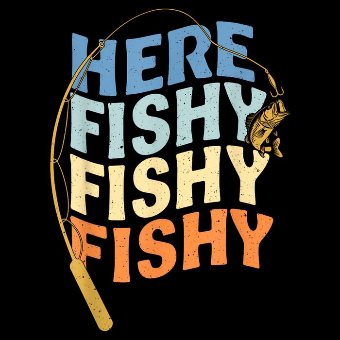 Fishing Funny Saying Vintage Graphic Here Fishy Fisherman Visor