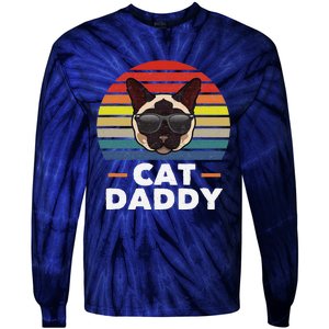 Funny Funny Siamese Cat Daddy Cat Owner Fathers Day Tie-Dye Long Sleeve Shirt