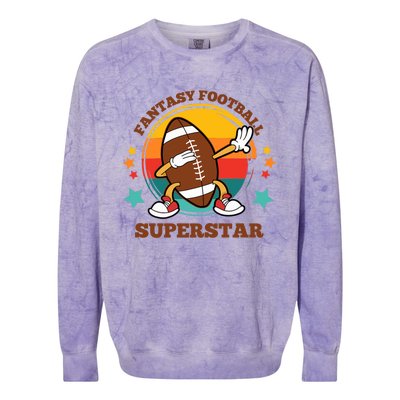 Fantasy Football Superstar Dabbing Football For Dad Son Colorblast Crewneck Sweatshirt