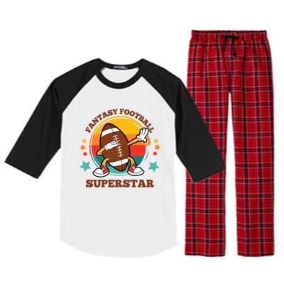 Fantasy Football Superstar Dabbing Football For Dad Son Raglan Sleeve Pajama Set