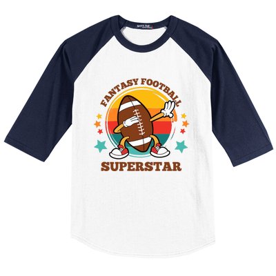 Fantasy Football Superstar Dabbing Football For Dad Son Baseball Sleeve Shirt