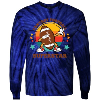 Fantasy Football Superstar Dabbing Football For Dad Son Tie-Dye Long Sleeve Shirt