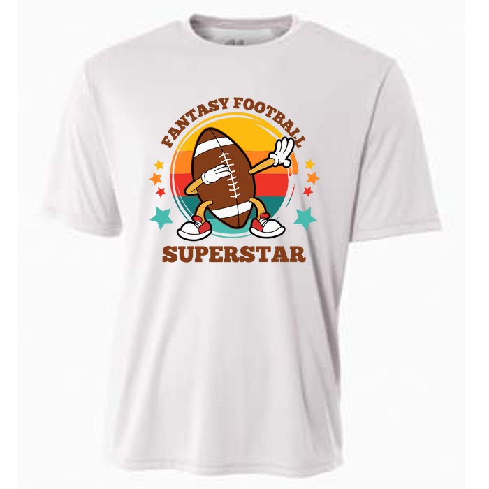 Fantasy Football Superstar Dabbing Football For Dad Son Cooling Performance Crew T-Shirt