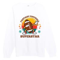 Fantasy Football Superstar Dabbing Football For Dad Son Premium Crewneck Sweatshirt