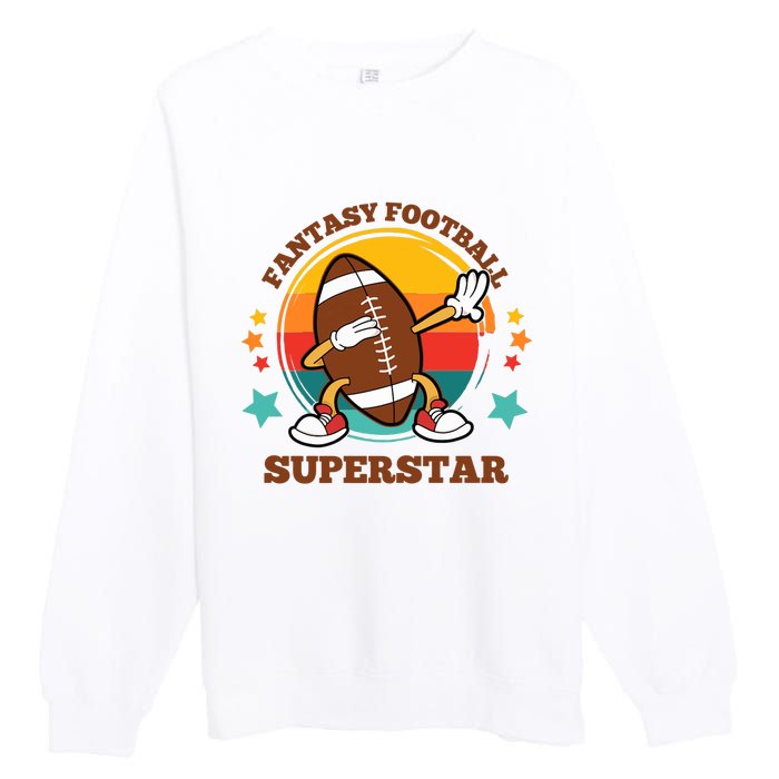 Fantasy Football Superstar Dabbing Football For Dad Son Premium Crewneck Sweatshirt