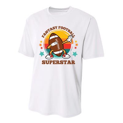 Fantasy Football Superstar Dabbing Football For Dad Son Performance Sprint T-Shirt