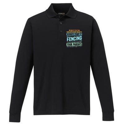 Funny Fencing Sport Pun Performance Long Sleeve Polo