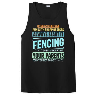 Funny Fencing Sport Pun PosiCharge Competitor Tank