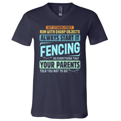 Funny Fencing Sport Pun V-Neck T-Shirt